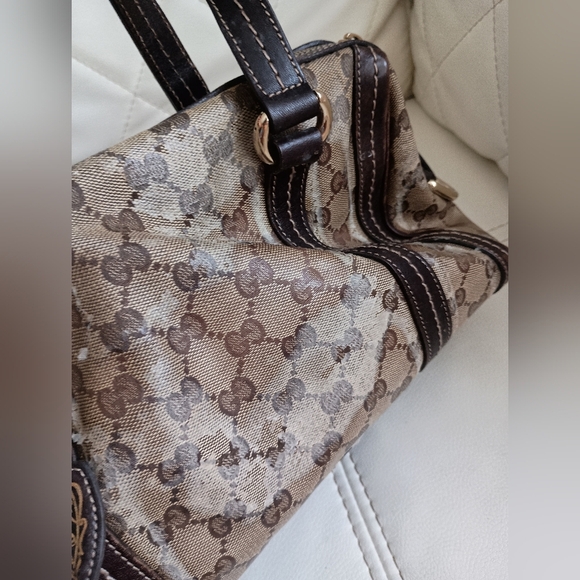 Authentic Gucci Crystal Monogram Duchessa Boston Bag Brown - Picture 9 of 14